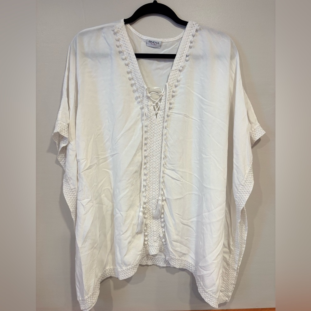 Bindya New York Boho White Swim Coverup Tunic Dress O/S - Picture 2 of 6